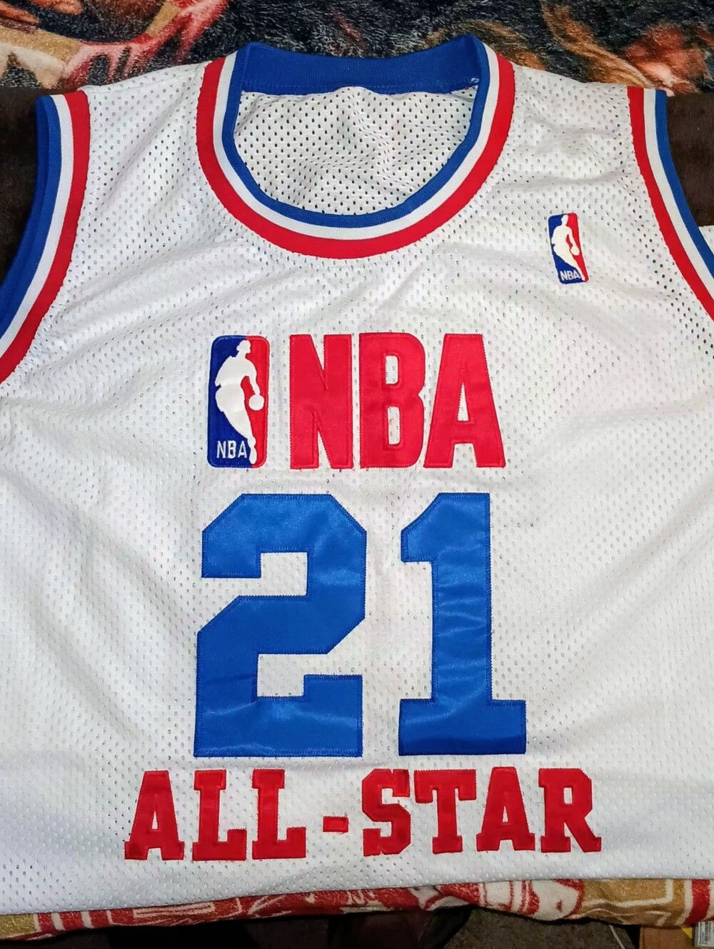 Mitchell & Ness Dominique Wilkins White, Blue & Red NBA All-Star #21 Jersey